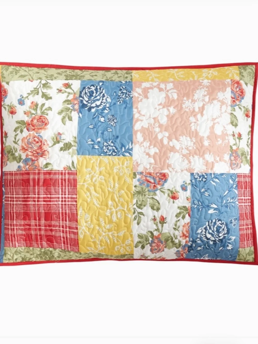 Farmhouse Floral Patchwork Printed Queen Size Quilt Set Cottagecore Shabby Chic
